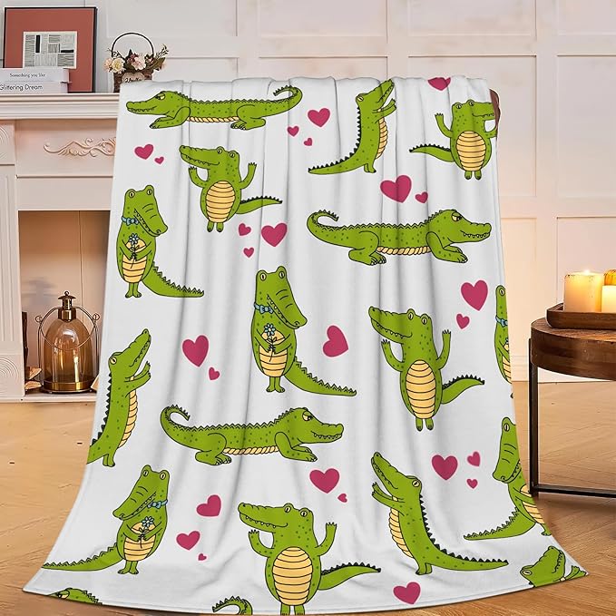Crocodile Blanket Super Cozy Soft Alligator Throw Blanket Warm Plush Crocodiles Stuff Fluffy Fleece Flannel Gift Blankets for Women Girls Boys Adults 80"X60"