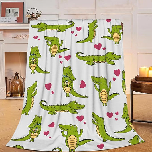 Alligator Blanket Super Cozy Soft Crocodile Throw Blanket Warm Plush Crocodiles Stuff Fluffy Fleece Flannel Gift Blankets for Women Girls Boys Adults 50"X40"