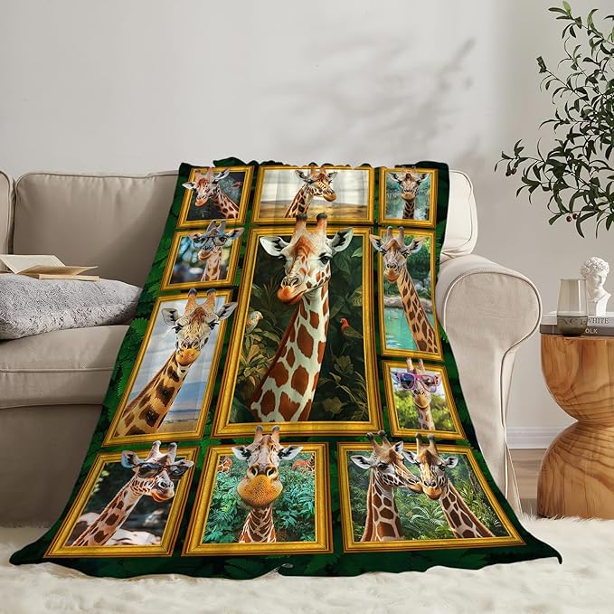 Giraffe Blanket Gifts for Girls Boys Lovers Soft Warm Plush Cool Giraffe Throw Blanket Flannel Fleece Fuzzy Stuff Blanket for Bed Couch Living Room Decor 80"X60"