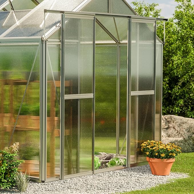 Greenhouse Saphir 3 Aluminum Frame 8.5 x 6.4 ft with Approx. 6 mm Polycarbonate Panels