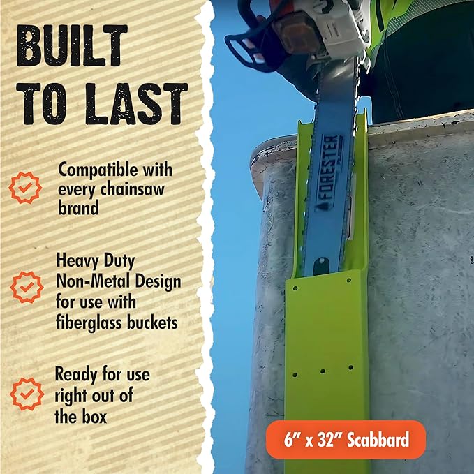 FORESTER Bucket Scabbard - Chainsaw Holder Logging Tools Bucket Truck Accessories Tree Cutting Equipment Inside Mount Chain Saw System Arbor Tool Box Accessories Measuring 32" Long