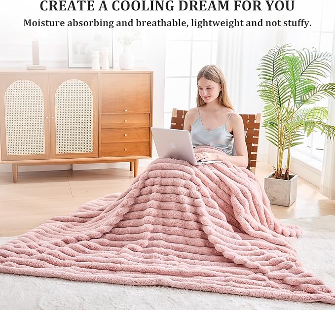 Faux Fur Throw Blanket for Couch, 1000 GSM Cozy Fuzzy Fluffy Soft Plush Thick Bubble Sherpa Blanket for Sofa Bedroom Living Room, Mothers Day Birthday Gifts for Women Home Decor