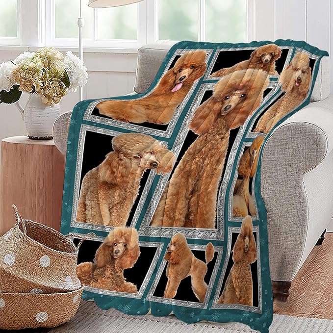 Poodle Blanket Poodle Puppy Decor Throw Blanket Super Soft Flannel Lightweight Fluffy Plush Cozy Fuzzy Fleece Stuff Blanket Gifts for Dog Lovers Woman Girls Boys Adults Man for Bedding Sofa 40"X50"