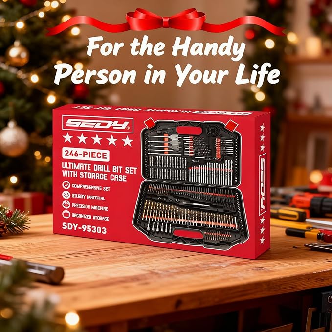 Ultimate Drill Bit Set - 246 PCS Comprehensive Premium Quality Drill Bits Kit for Wood Metal Cement Drilling & Screw Driving, Full Combo Kit Assorted in Organized Carrying Case, Reinforced Packaging
