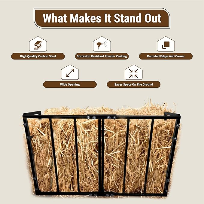 FEBTECH Hay Feeder Wall Mount - Hay Rack for Horses – Versatile 24 Gallon Capacity – Heavy-Duty Powder-Coated Steel Feeder for Goat & Sheep – Provide Barns & Farms Feeding Solutions…