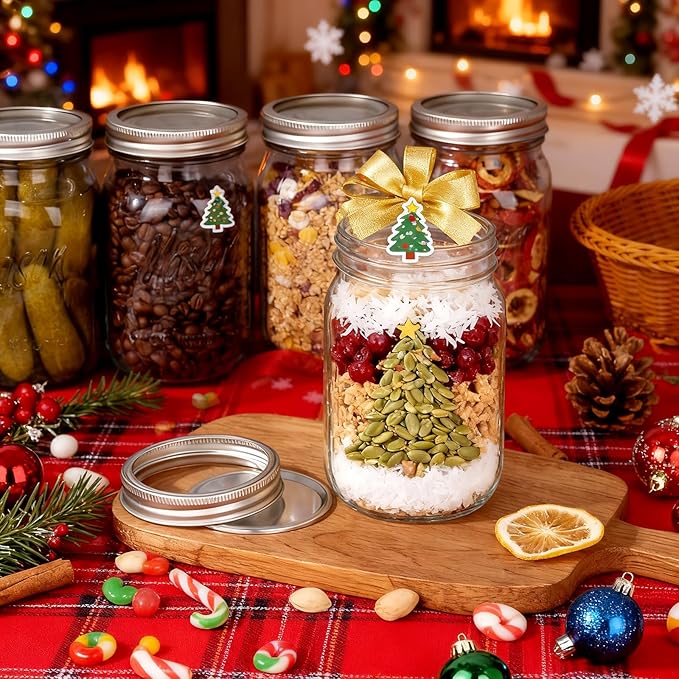 WELLIFE Wide Mouth Mason Jars, 12 Pack Mason Jars 32 oz for Pickling, Canning, Fermenting and Food Storage, Microwave & Dishwasher Safe