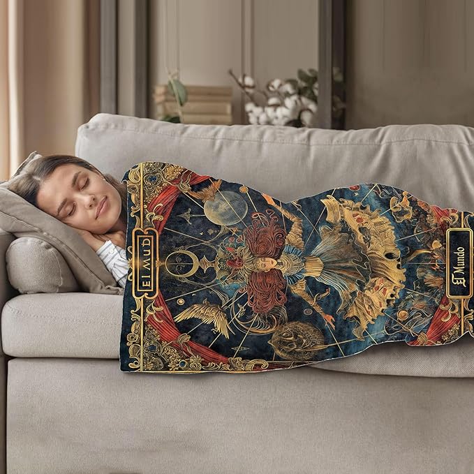 Tarot Throw Blanket 40"x50", Mystical Tarot Blankets for Living Room Bedroom Decor, Soft Flannel Polyester Warm Cozy Gifts for Tarot Lovers