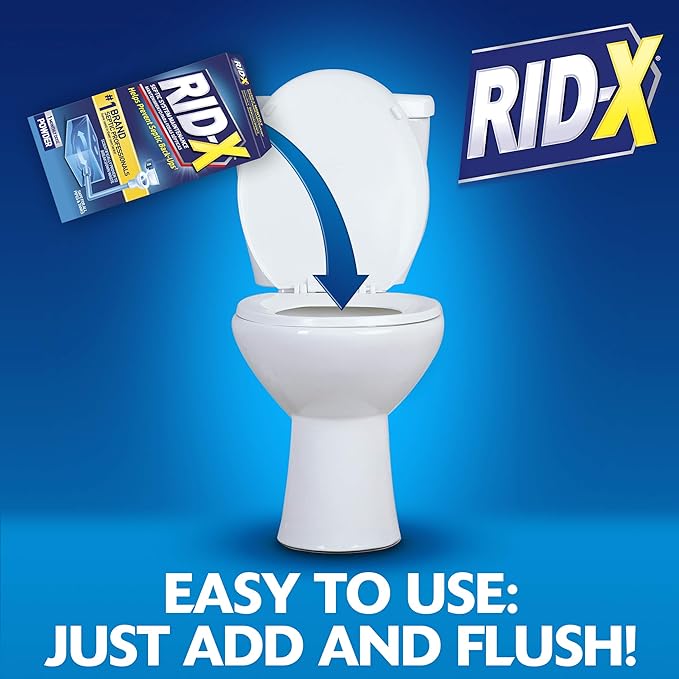 RID-X Septic Tank Treatment Powder – 3 Month Supply, Dual Action Enzymes and Bacteria to Break Down Waste & Prevent Backups