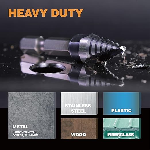 M35 HSS 1/2 Inch Step Drill Bit, Single Size Unibit with Double Spiral Flutes for Drilling Small Holes on Stainless Steel, Metal, Wood, Plastic