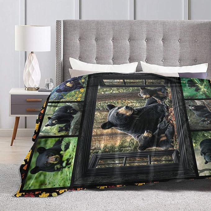 Bear Throw Blanket Farmhouse Bear Blankets Fleece Plush Flannel Super Soft Cozy Warm Lightweight Bears Decor Gifts for Boys Girls Kids Adults Men Women 50" x 60"