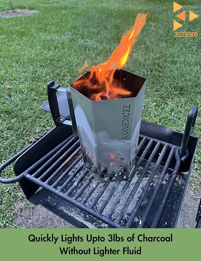 Heavy Duty Charcoal Chimney Starter, XXL Size, BBQ Chimney Starter for Charcoal Grill and Barbecues, Sturdy and Easy to Use BBQ Grill Tool for Rapid Fire Starter, Fire Starter Set (Steel)