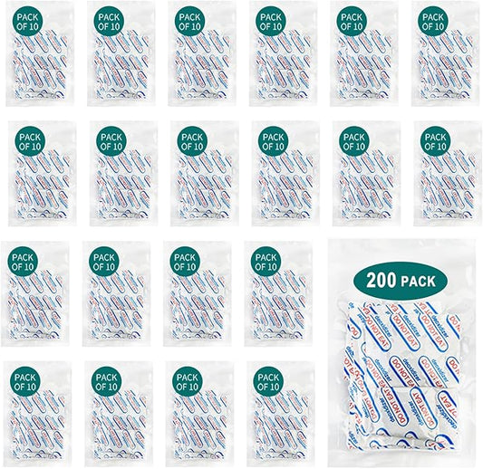 200 Packs 300CC Oxygen Absorbers for Food Storage, Food Grade Oxygen Absorbers, O2 Absorbers Food Grade, Oxygen Packets for Food Storage (10 Packs x 1 Vacuum Bag), Air Absorbers Packets