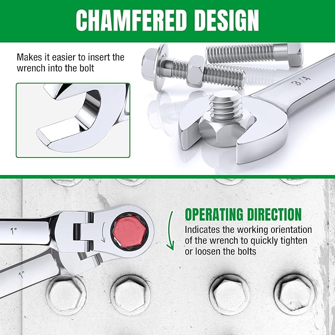 SK Flex-Head Ratcheting Wrench Set, Combination Wrench Set, 13-Piece, SAE 1/4" to 1", 72-Tooth, Premium CR-V Construction, with Rack Organizer