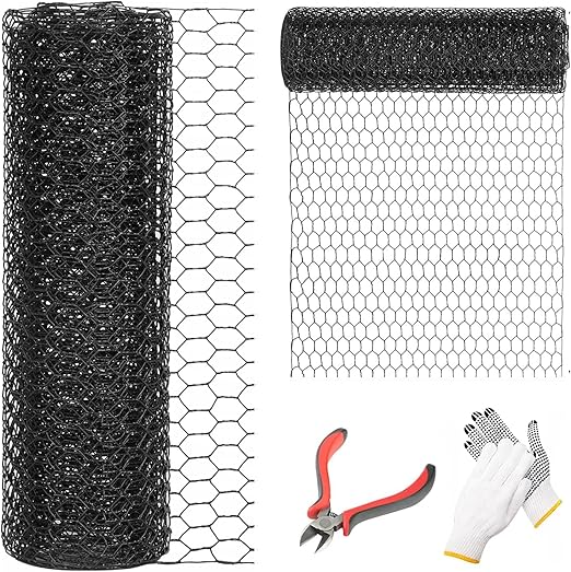1/2 Inch Black Wire Mesh Roll - 72'' x 100' Chicken Wire Fence, 21 Gauge Hardware Cloth Poultry Netting for Garden/Animal Barrier/Rabbit/Floral/Chicken Coop/DIY Projects