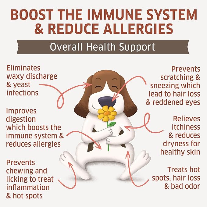 Dog Allergy Relief - Dog Allergy Chews - Itch Relief for Dogs - Anti Itch for Dogs - Dog Itchy Skin - Dog Allergy Support - Treats Hot Spots - Healthy Skin & Coat - Immune Health Supplement - 120 Ct