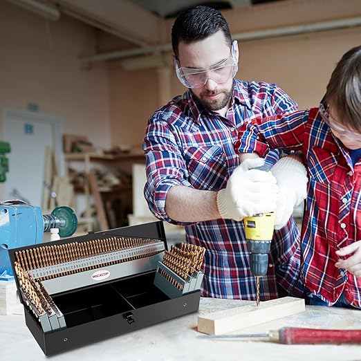 Cobalt Drill Bit Set, 115Pcs M35 High Speed Steel Bits for Hardened Metals, Stainless Steel, Cast Iron and Wooden Plastics, with Metal Index Storage Box