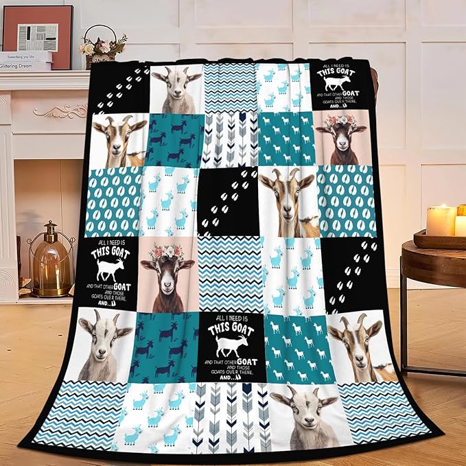 Super Soft Warm Goat Animal Throw Blanket - Cozy Plush Fluffy Sheep Lightweight Fleece Flannel Gifts for Women, Girls, Kids & Adults - 80"X60"