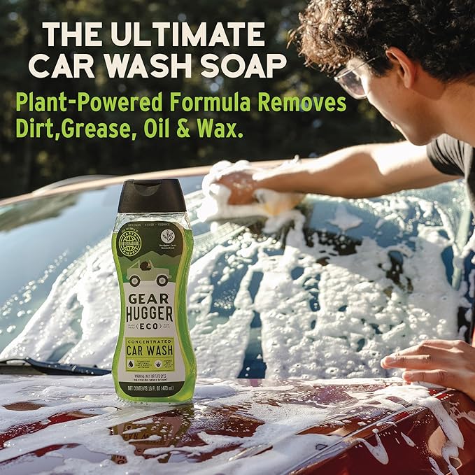 Gear Hugger Car Wash Soap (16 oz, Pack of 1) – Eco-Friendly Car Cleaner, Biodegradable Car Wash with Natural Saponins & Eucalyptus – Safe Car Soap for All Vehicle Surfaces