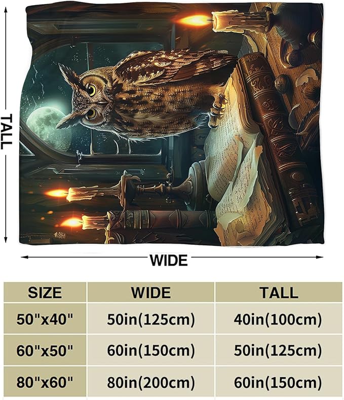 Owl Blanket Owls Gifts for Women Girls Book Throw Blanket Cozy Plush Fleece Flannel Lightweight Fuzzy Party Blankets for Bed Decor 80"X60"