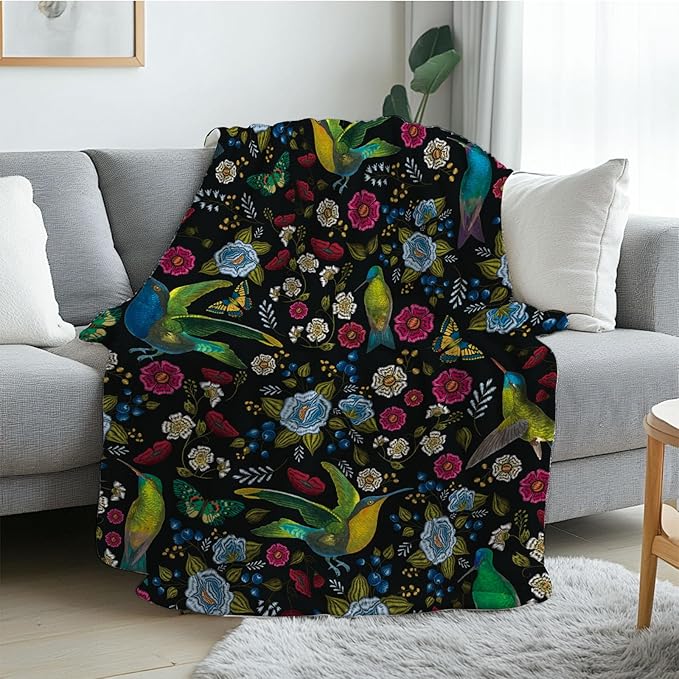 Hummingbird Blanket for Kids, Hummingbird Gifts for Women, Soft Cozy Flannel Birds Throw Blankets for Young Adults, Birthday Gifts Blanket for Bedroom, Gift for Chritsmas Thanksgiving, 40x50