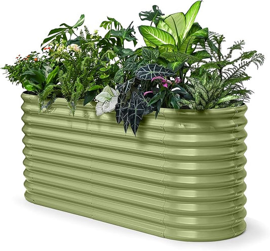 Raised Garden Bed 6x2x2.5 ft, 30" Extra Tall Galvanized Metal Planter Boxes Outdoor, Heavy Duty Flower Bed for Vegetable Fruit Herb, Raised Bed Gardening Outdoor Large Planters - Moss Green