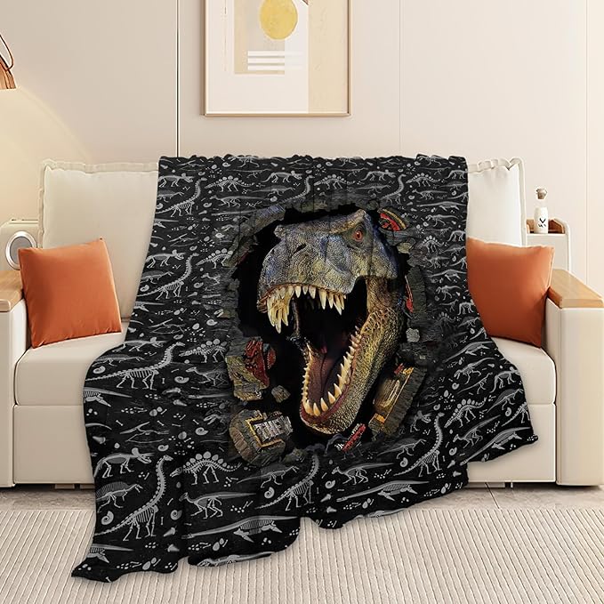 Dinosaur Blanket, Dinosaurs Throw Blanket, Animal Wild Gifts Blankets Stuff Fleece Flannel Plush for Boys Men Girls Women Lovers Adults Soft Bedding Gift for Sofa Bed Office Home Decor 40"X50"