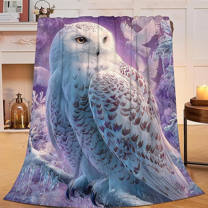 Owl Blanket Inspiring Owls Animal Blankets Fleece Plush Flannel Super Soft Cozy Fuzzy Warm Lightweight Stuff Owl Decor Gifts for Boys Girls Kids Adults Men Women 50" x 60"