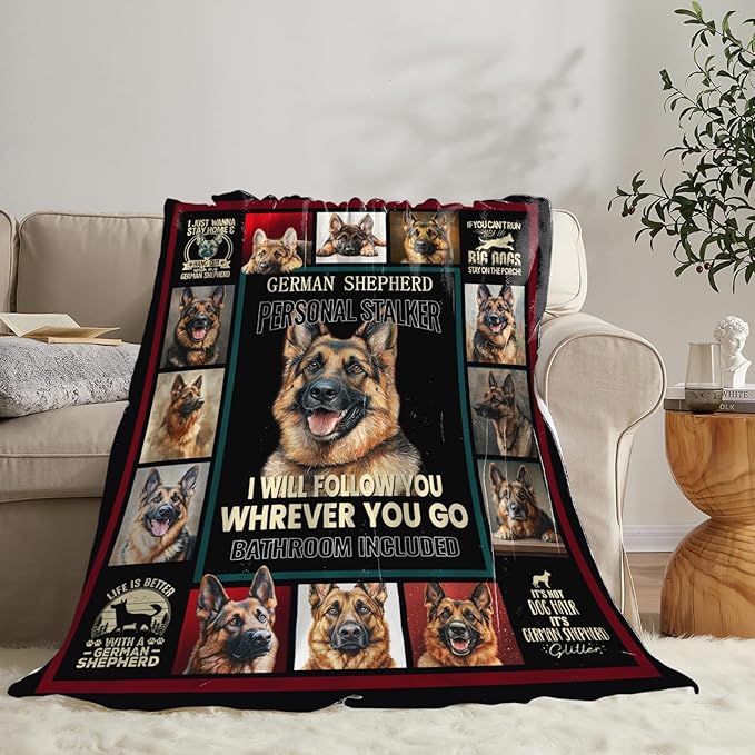 Dynova German Shepherd Blanket Cozy Plush Dog Lovers Gifts Throw Blankets Animal Fuzzy Flannel Fleece for Girls Boys Women Men 80"X60"