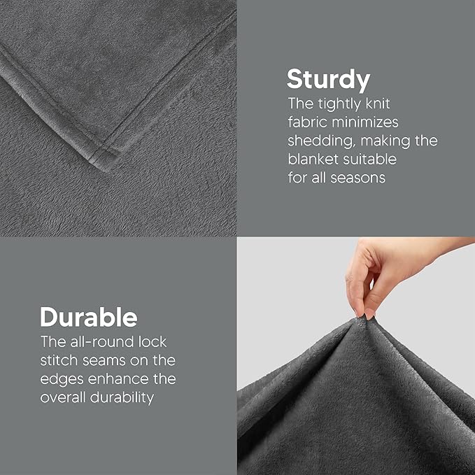 Utopia Bedding Grey 300GSM Fleece Blanket (Twin Size - 60x80 Inch) Luxury Soft Bed Blanket (Bulk Pack of 12)