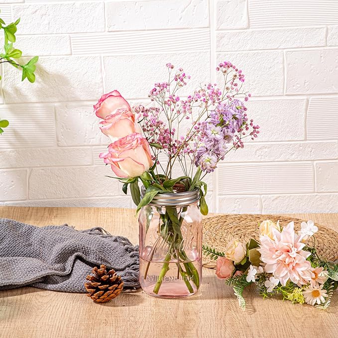 WELLIFE 32 Oz Mason Jars-6PCS Colored Mason Jars with Lids.Safe for Storage,Quart Mason Jars Wide Mouth.Pickling, Preserving, Fermenting, DIY Crafts & Decor