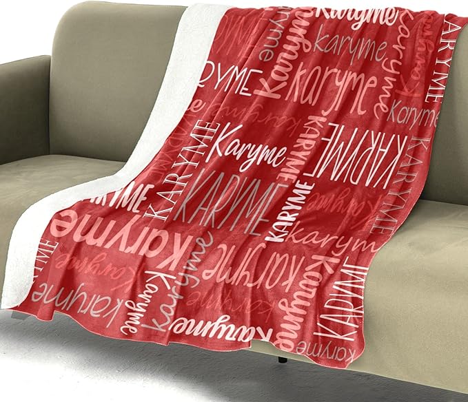 Personalized Blankets with Names Baby Gifts for Girls Boys Custom Soft Fleece and Sherpa Name Blanket for Kids and Adults Birthday for Daughter Son Granddaughter Grandson (Red)