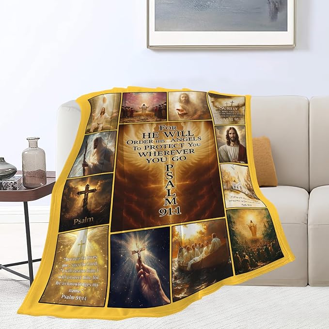 Christian Jesus Throw Blanket Christ Religious Flannel Blankets Bible Verse Fuzzy Plush Super Soft Cozy Warm Decor Gifts for Boys Girls Kids Adults Men Women 60" x 80"