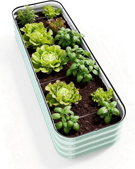 DaisyVibe Raised Garden Bed Kit, Planter Raised Garden Boxes Outdoor, Oval Large Metal Raised Garden Beds for Vegetables Flowers (Green, 6.5ftx2ftx1ft)