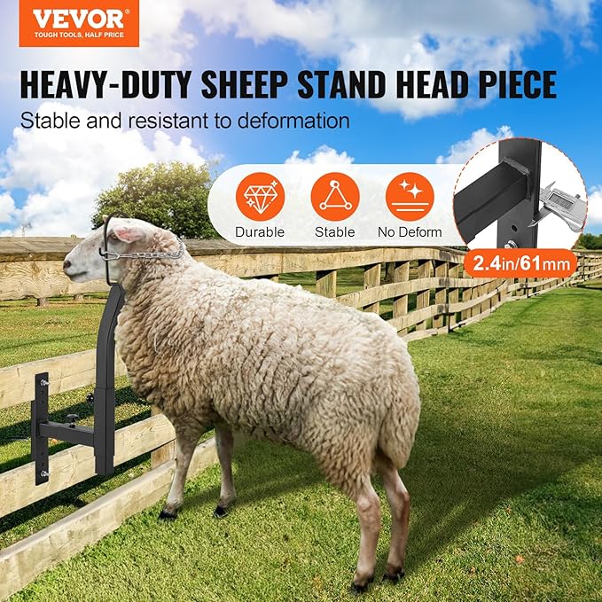 VEVOR Livestock Stand Steel Gate Attachment Nose Loop Headpiece, 9.8inch Height and Trimming Stand 5.9inch Length Adjustable, Nose Loop Goat Trimming Stands, Sheep Shearing Stand for Sheep & Goats