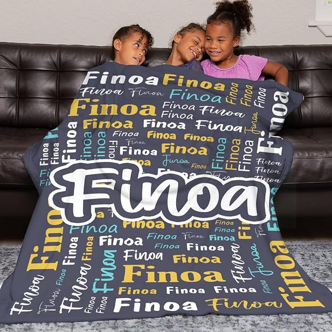 Custom Blanket with Name Personalized Blankets for Kids Adult Boys Girls Flannel Monogrammed Customized Blankets Throw (40''x50'')