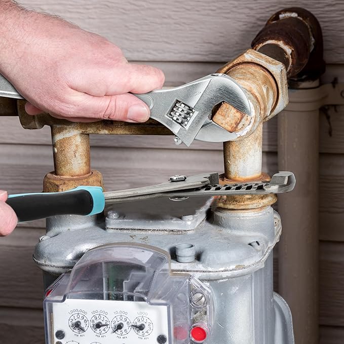 SHALL 8-Piece Adjustable Wrench & Water Pump Pliers Set, 12/10/8/6 Inch, 4Pcs Adjustable Tongue and Groove Joint Pliers and 4Pcs Wide Jaw Forged Steel Wrench for Plumbing, Gripping, Auto Home Repair