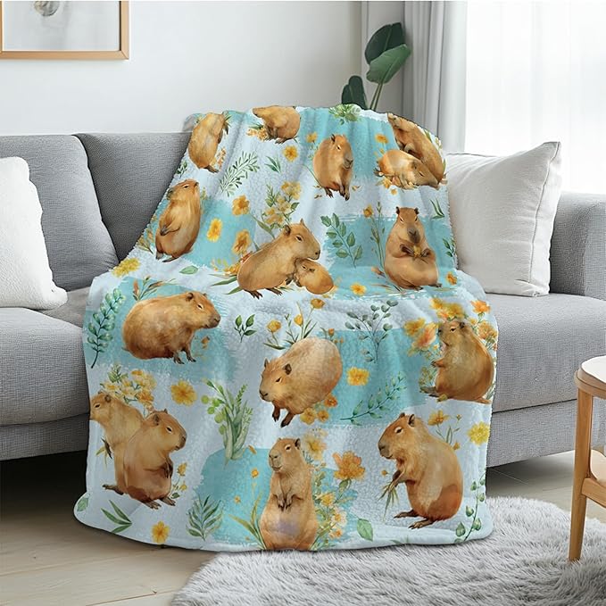 Capybara Blanket Gifts for Capybara Lovers, for Kids, Cozy Soft Capybara Gifts for Girls Boys, Capybaras Blanket Decor for Couch Sofa Bedroom,Gift for Chritsmas Thanksgiving 50x60