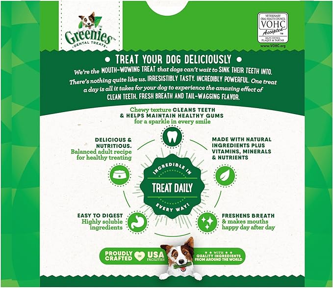 Greenies Veterinarian-Recommended Adult Natural Dental Dog Treats Large Size, Original Flavor, 54 oz. Pack, 34 Count