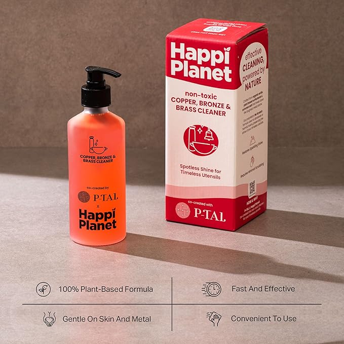 P-TAL Brass Cleaner & Instant Copper Cleaner10 Fl Oz | 100% Plant Based and Non Toxic Tarnish Remover Gel | Eco-Friendly Silver Jewellery & Metal Cleaner