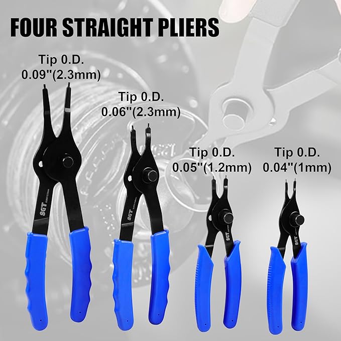 SGT 10 Pc Snap Ring Pliers Set,Heavy Duty Snap Ring and Circlip Removal Tool with Bent & Straight Pliers, Hook Pick,Internal & External Circlip Pliers Set with Storage Case & Gloves