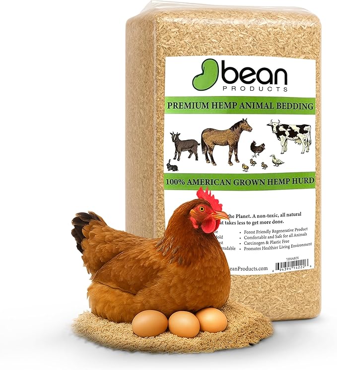 Hemp Chicken and Animal Bedding 8 Lbs of Natural Ground Hurds - Super Absorbent- DUST Free- for Your Chickens, Horse, Rabbit, Reptile, Hamster, Cage Coop or CAT Litter - USA Grown - Carbon Negative