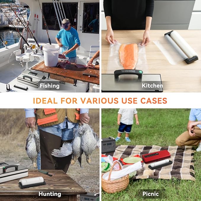 Rolls with Dispenser - 4 Pack 2 Rolls 8"x20' & 2 Rolls 11"x20', Vacuum Sealer Bags, Leakproof Heavy Duty Food Storage for Sous Vide, Meal Prep, Freezer, Compatible with Food Saver, Wevac Core