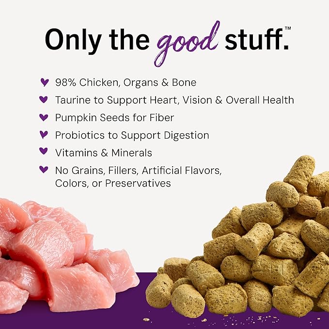 Stella & Chewy's Freeze-Dried Raw Cat Dinner Morsels - Premium Chicken Recipe with 98% Cage-Free Meat & Organs - Natural Grain-Free Cat & Kitten Food - Made in USA - 18 oz