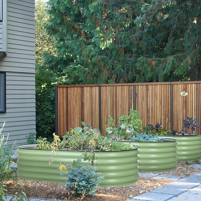 BPS 4-in-1 Metal Raised Garden Bed, 5x2 FT Galvanized Planter Raised Beds for Vegetables, Flowers 17" Extra Tall