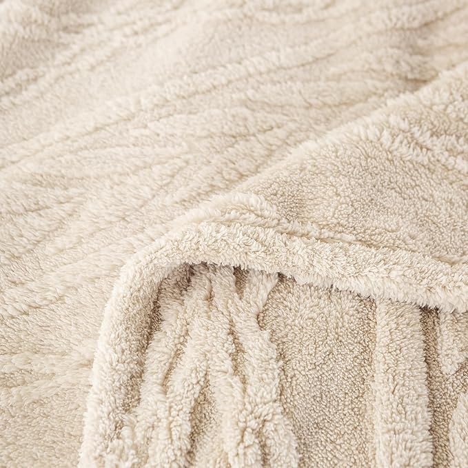 YUSOKI Sherpa Twin XL Blanket(Without Pillows)-3D Stylish Design Super Soft Blankets for Teen Girls Women Couch Bed Sofa Chair Men Boys Gift(Linen,65"x90")
