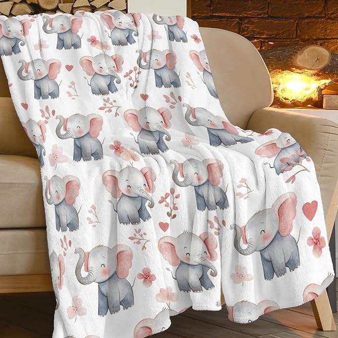 Elephant Super Cozy Soft Animal Throw Blanket - Warm Plush Fluffy Stuff Gifts for Women Girls - Fleece Flannel Gift for Kids Adults 60"X50"