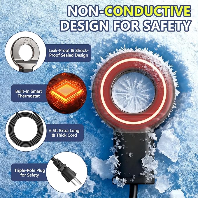 Lilyang Heated Chicken Waterer 3 Gallon, 250W Chicken Water Heater with Thermostat Control, Freeze-Proof Poultry Drinker for Winter, Hanging/Standing Use