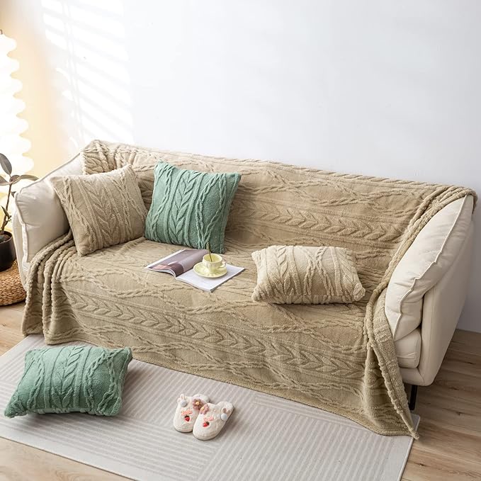 YUSOKI Sherpa Queen Size Blanket-3D Stylish Design Super Soft Fuzzy Cozy Warm Blanket Thick Plush Fluffy Furry Blankets for Teen Girls Women Couch Bed Sofa Chair Men Boys Gift(Tan,90"x90")