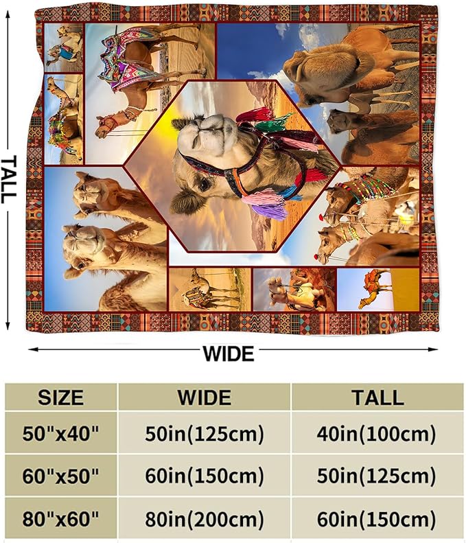 Camel Blanket Ultra Soft Cozy Camel Throw Blanket Fleece Fuzzy Plush Bedding Desert Camel Lovers Gifts for Women Girls Kids Adults 50"x40"