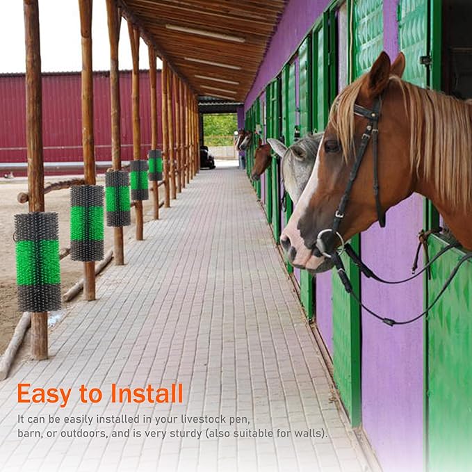 Livestock Scratch Brushes, Horse Scratcher Full Massage Brush Kit for Relieving Back Itching, Green